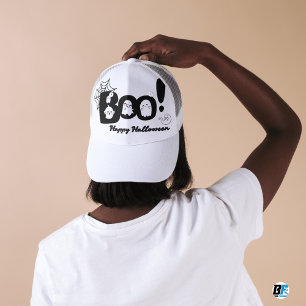 Boo! Black & White Cute Simple Halloween Trucker Hat