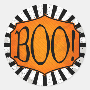 BOO! Black White & Orange Halloween Stickers