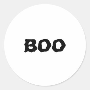 Boo black & white spooky Halloween  Classic Round Sticker