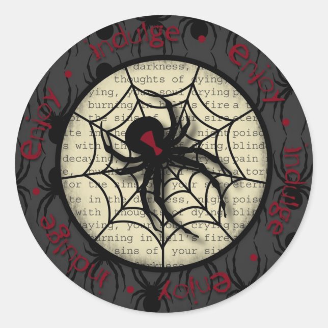 Boo Black Widow Spider & Creepy Text for Halloween Classic Round Sticker (Front)