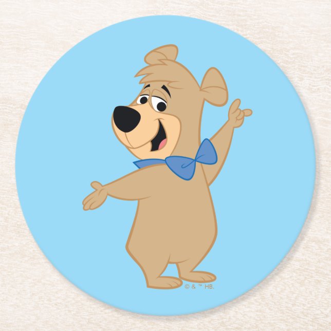 Boo-Boo Bear Arms Wide Round Paper Coaster (Front)