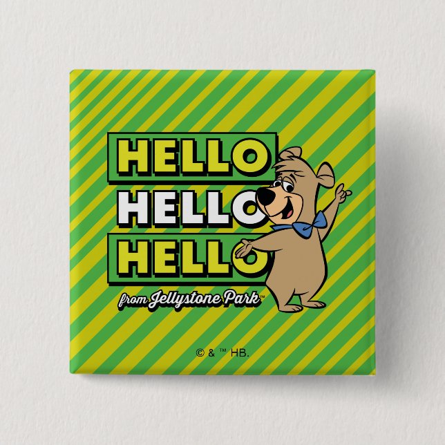 Boo-Boo Bear Hello Hello Hello From Jellystone 15 Cm Square Badge (Front)