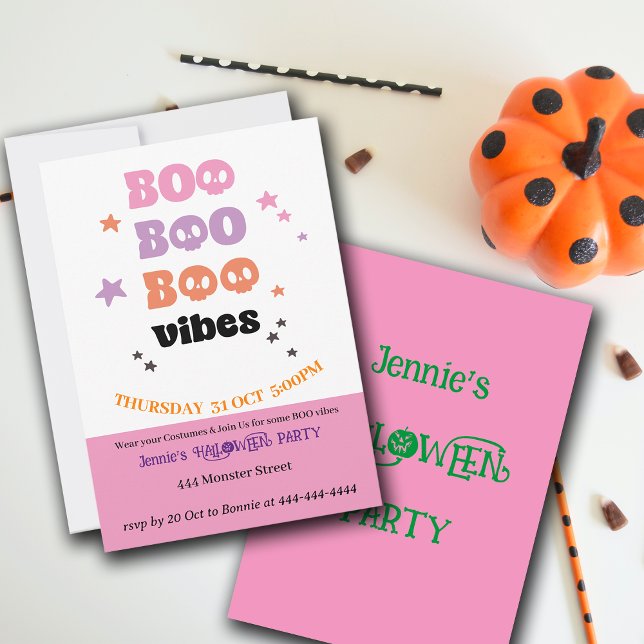 BOO BOO BOO Vibes Halloween Party Invitation (Creator Uploaded)