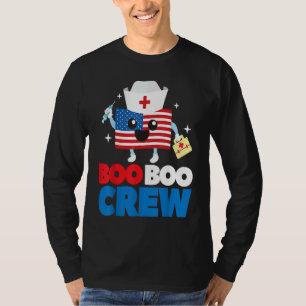 Boo Boo Crew American Flag  4th Of July USA Nurse T-Shirt