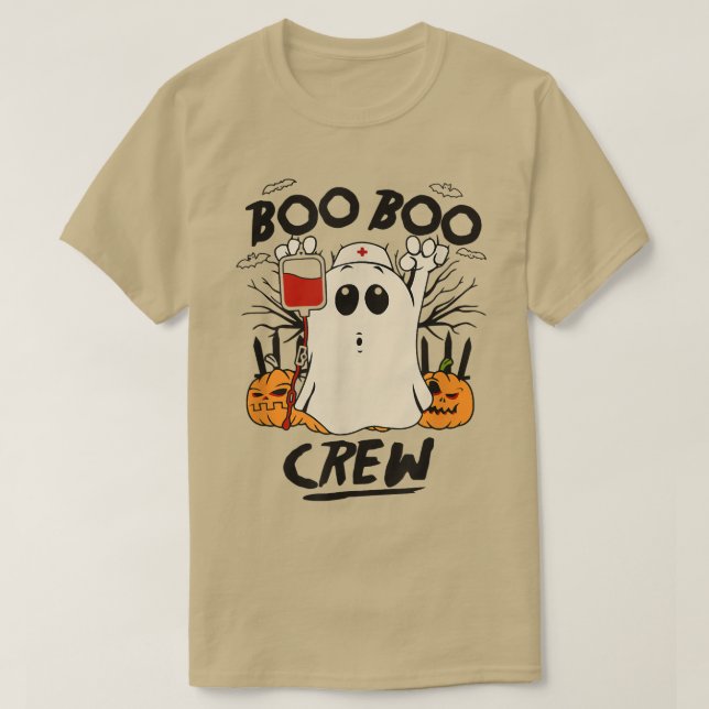 Boo Boo Crew Blood Bag Cute Boo In Cemetery Hallow T-Shirt (Design Front)
