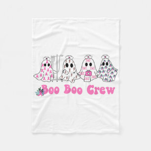Boo Boo Crew Breast Cancer Ghost Nurse Halloween Fleece Blanket