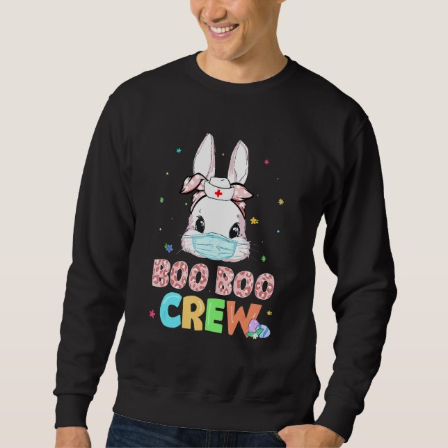 Boo Boo Crew Bunny Nurse Easter Rabbit Face Mask N Sweatshirt (Front)