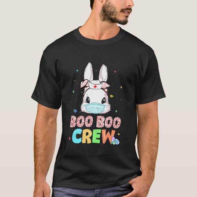 Boo Boo Crew Bunny Nurse Easter Rabbit Face Mask N T-Shirt (Front)