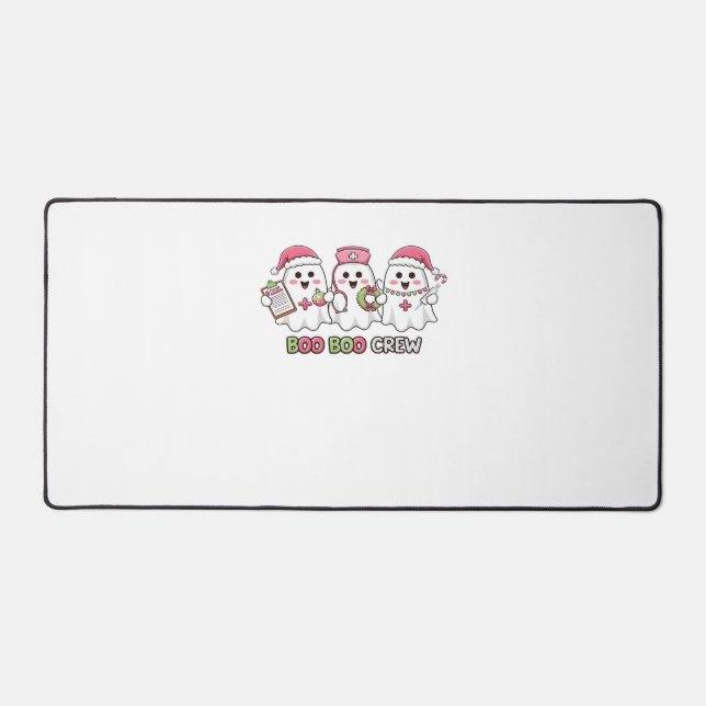 Boo Boo Crew Christmas, Ghost Nurse Oversized T-Sh Desk Mat (Front)