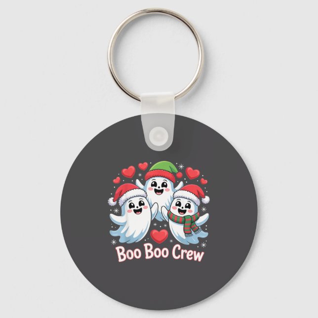 Boo-boo Crew Christmas Ghost Santa Hat Halloween H Key Ring (Front)