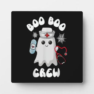 Boo Boo Crew Cute Nurse Ghost Funny Halloween Plaque