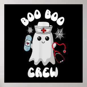 Boo Boo Crew Cute Nurse Ghost Funny Halloween Poster