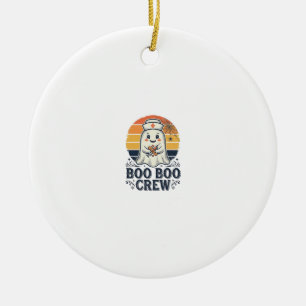 Boo Boo Crew Cute Nurse Ghost Halloween Shirt Desi Ceramic Tree Decoration