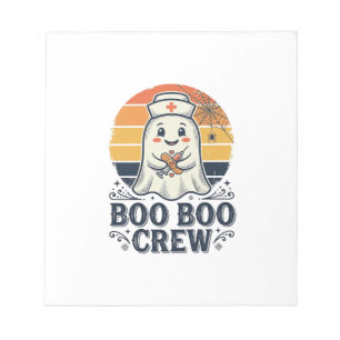 Boo Boo Crew Cute Nurse Ghost Halloween Shirt Desi Notepad