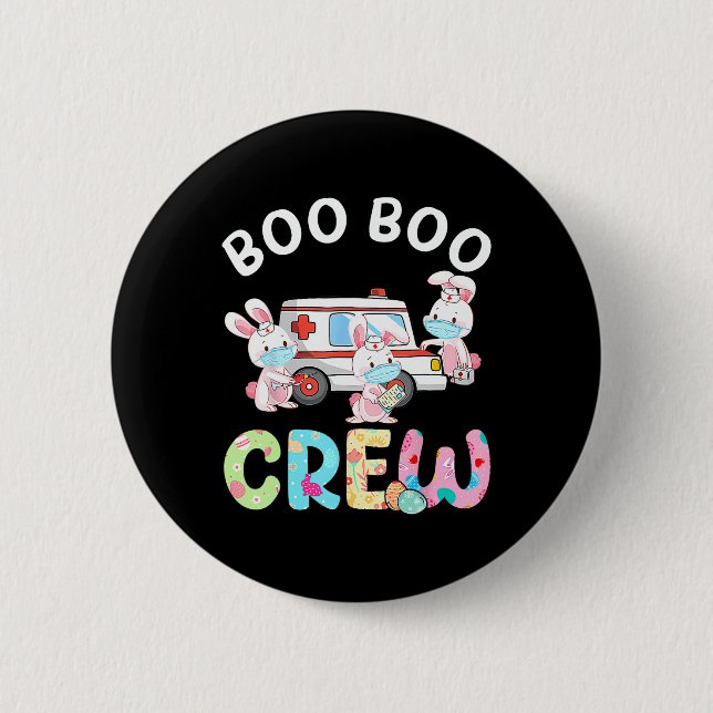Boo Boo Crew Fun Bunny Ems Emt Paramedic Nurse Eas 6 Cm Round Badge (Front)