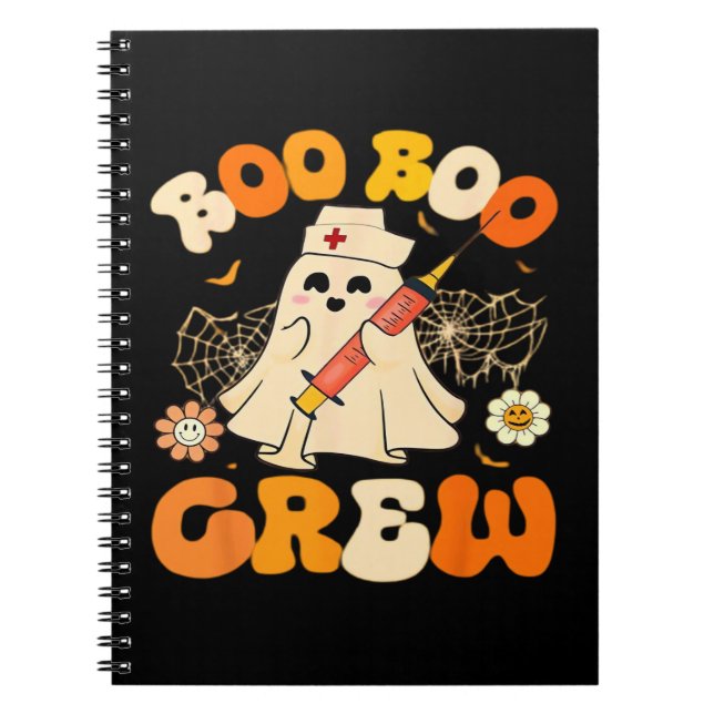 Boo Boo Crew Funny Ghost For Nurse, Retro Hallowee Notebook (Front)