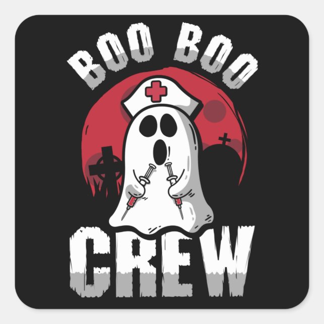 Boo Boo Crew Funny Nurse Halloween Square Sticker (Front)