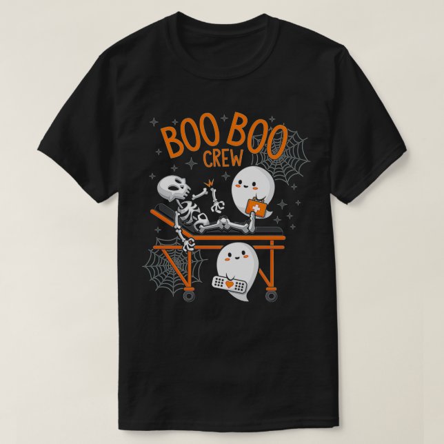 Boo Boo Crew Ghost Doctor Paramedic EM Nurse Hallo T-Shirt (Design Front)