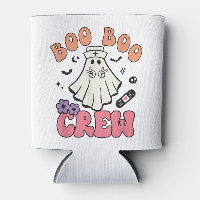 Boo Boo Crew Ghost Doctor Paramedic Nurse Hallowee Can Cooler (Front)