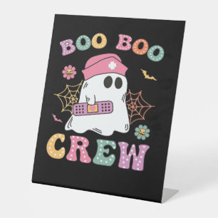 Boo Boo Crew Ghost Nurse Classic T-Shirt Pedestal Sign