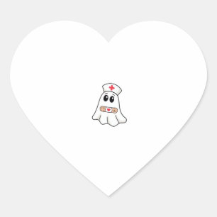 BOO BOO CREW Ghost Nurse Funny Halloween Essential Heart Sticker