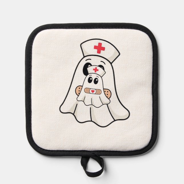 BOO BOO CREW Ghost Nurse Funny Halloween Essential Pot Holder (Front)