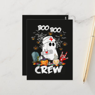 Boo Boo Crew Ghost Nurse Halloween Spooky Postcard