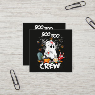 Boo Boo Crew Ghost Nurse Halloween Spooky  Square Business Card