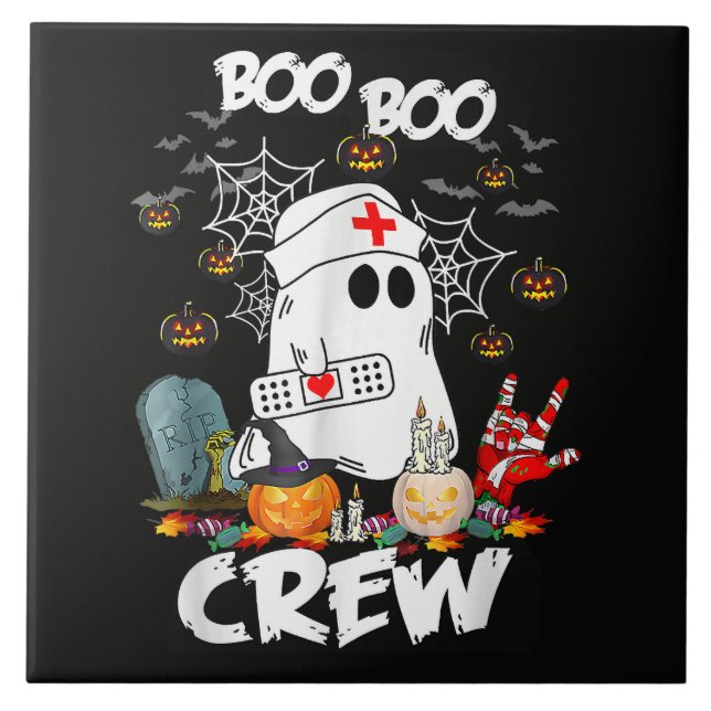 Boo Boo Crew Ghost Nurse Halloween Spooky Tile (Front)