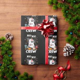 Boo Boo Crew Ghost Nurse Halloween Spooky Wrapping Paper