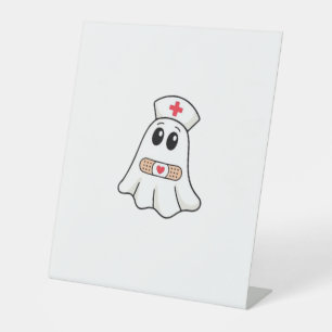 Boo Boo Crew Ghost Nurse Oversized T-Shirt Pedestal Sign