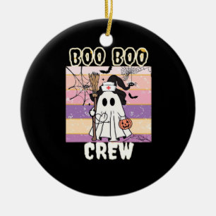Boo Boo Crew Halloween Ghost Nurse Essential T-Shi Ceramic Tree Decoration