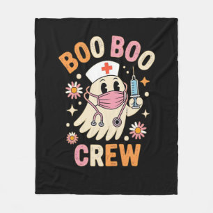 Boo Boo Crew Halloween Ghost Nurse Essential T-Shi Fleece Blanket