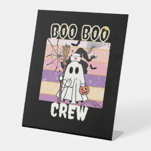 Boo Boo Crew Halloween Ghost Nurse Essential T-Shi Pedestal Sign