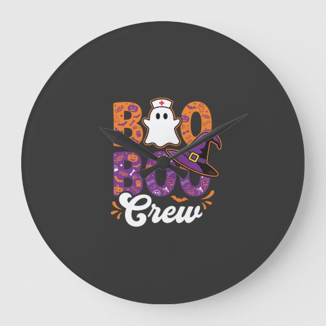 Boo Boo Crew Halloween Nurse Ghost Design Large Clock (Front)