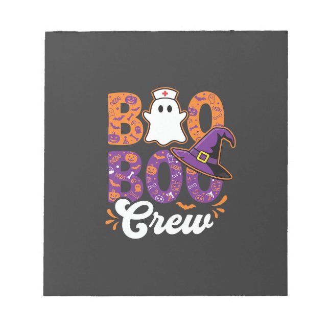 Boo Boo Crew Halloween Nurse Ghost Design Notepad (Front)