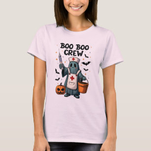 Boo Boo Crew Halloween Nurse Ghost Design with Pum T-Shirt