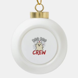 Boo Boo Crew Halloween Nurse Ghost Vintage Design_ Ceramic Ball Christmas Ornament