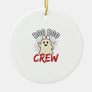 Boo Boo Crew Halloween Nurse Ghost Vintage Design_ Ceramic Tree Decoration