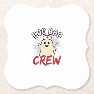 Boo Boo Crew Halloween Nurse Ghost Vintage Design_ Paper Coaster