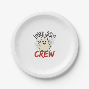 Boo Boo Crew Halloween Nurse Ghost Vintage Design_ Paper Plate