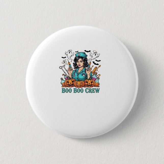 Boo Boo Crew Halloween Nurse with Syringes and Pum 6 Cm Round Badge (Front)