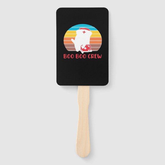 Boo Boo Crew Nurse Funny Ghost Halloween Classic T Hand Fan (Front)