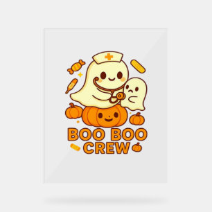 Boo Boo Crew Nurse Funny Halloween Ghost Nurse Gir Acrylic Sign