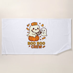 Boo Boo Crew Nurse Funny Halloween Ghost Nurse Gir Beach Towel
