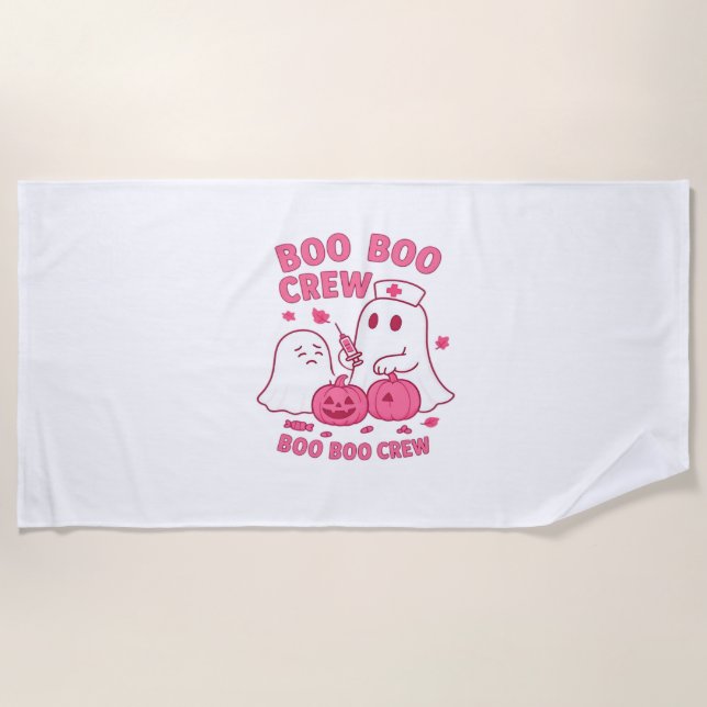 Boo Boo Crew Nurse Funny Halloween Ghost Nurse Gir Beach Towel (Front)
