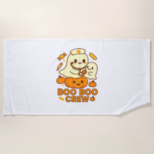 Boo Boo Crew Nurse Funny Halloween Ghost Nurse Gir Beach Towel