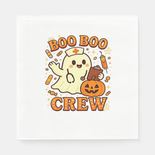 Boo Boo Crew Nurse Funny Halloween Ghost Nurse Gir Napkin (Front)