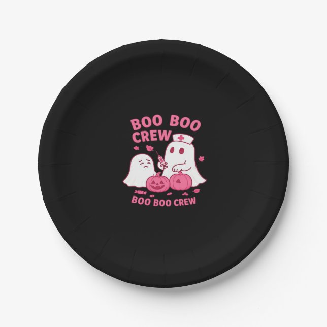 Boo Boo Crew Nurse Funny Halloween Ghost Nurse Gir Paper Plate (Front)