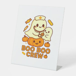 Boo Boo Crew Nurse Funny Halloween Ghost Nurse Gir Pedestal Sign